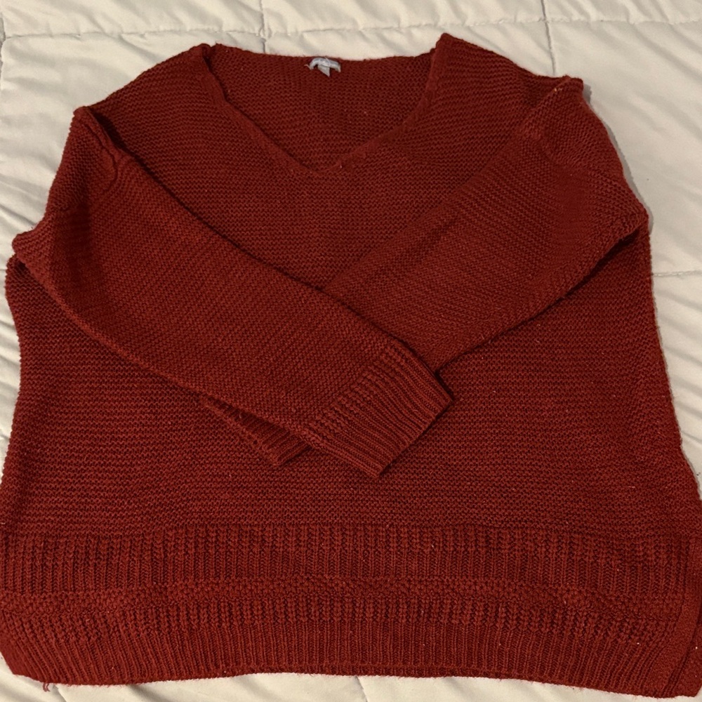 Charlotte RusseBurgundy V-Neck Sweater